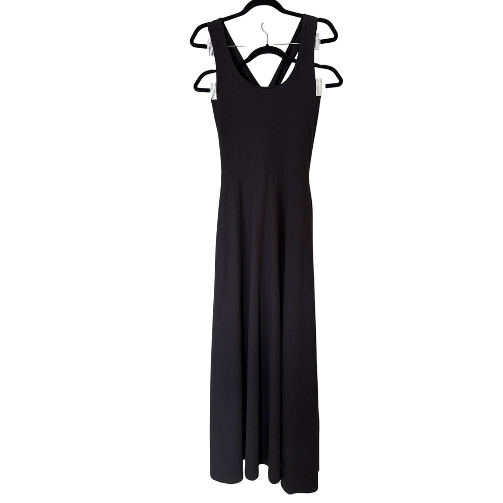 PACT Pact Organic Fit & Flare Scoop-Neck Maxi Dress Black Womens L EUC